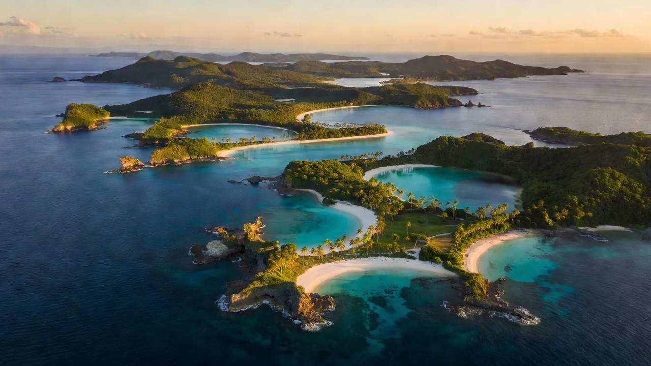 沖縄の海岸線を空から望むLagoon Emberの全景